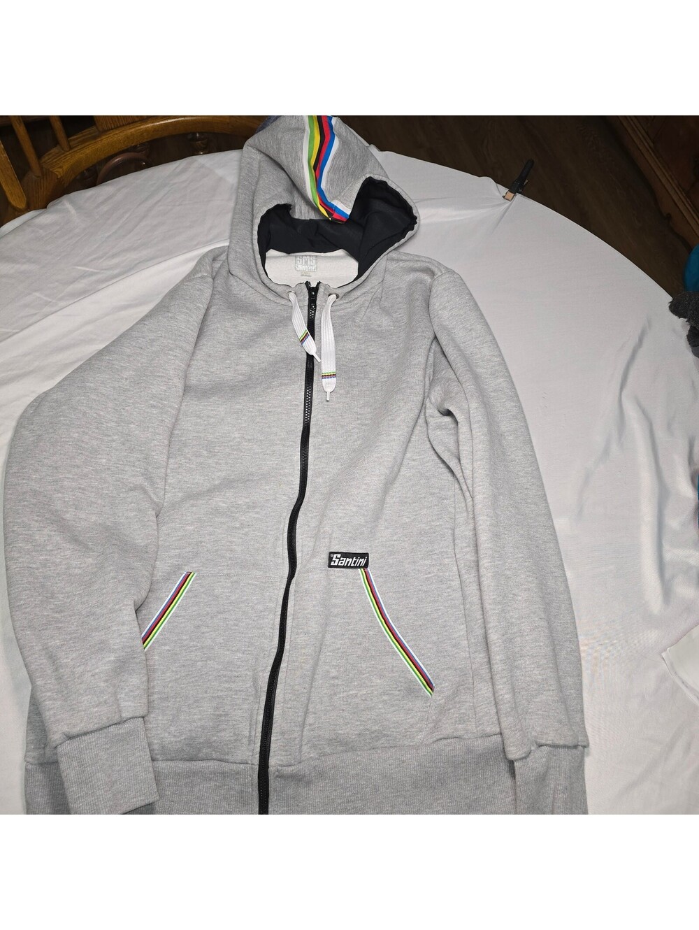 Santini UCI Official Iride Rainbow Line Full-Zip Hoodie Fleece 3XL (Fits US XL)